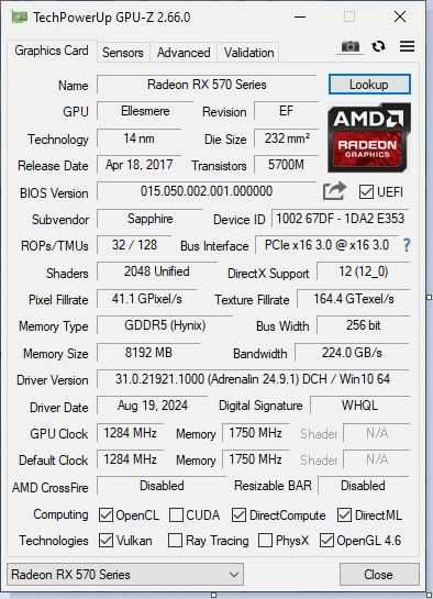 Відеокарту Sapphire Radeon RX 570 8GB GDDR5