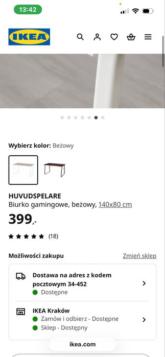 HUVUDSPELARE Biurko gamingowe, beżowy, 140x80 cm