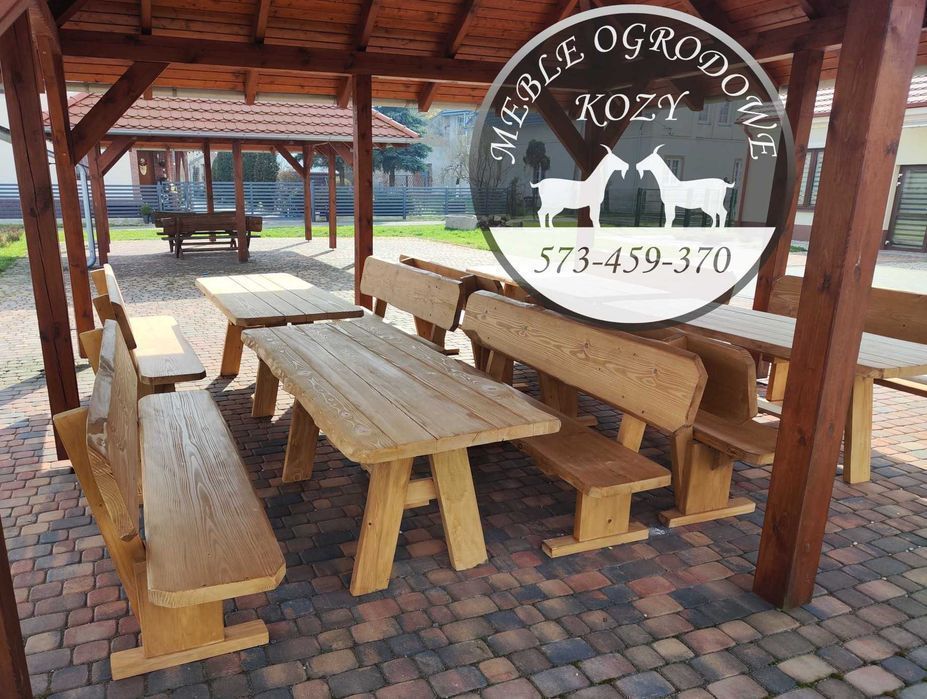 NOWE CENY! Meble ogrodowe drewniane góralskie. Lite drewno ławka stół