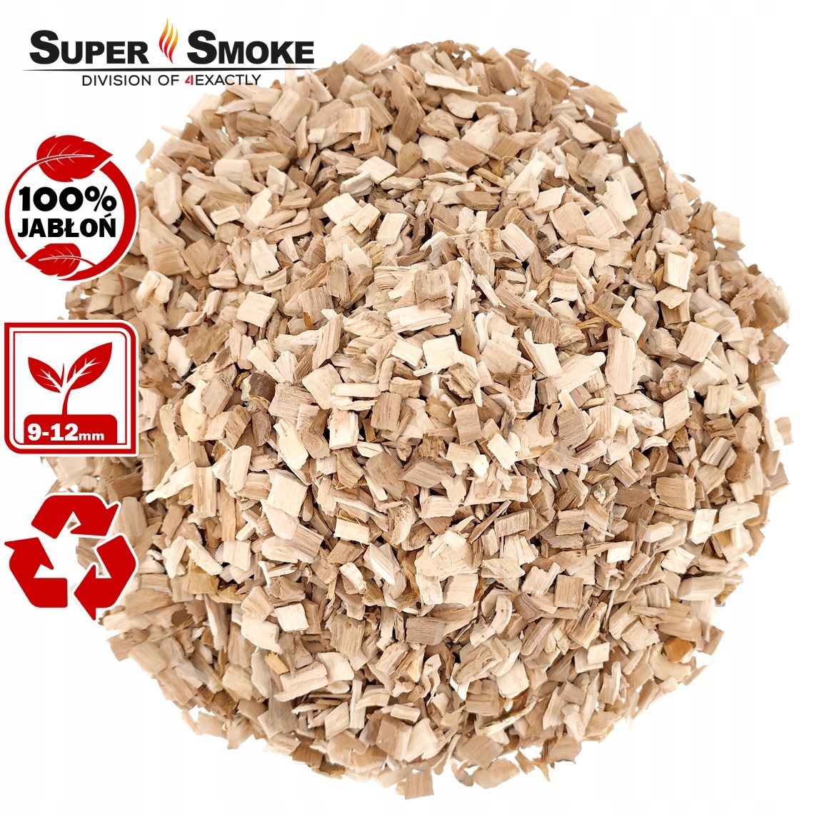 Zrębki Wędzarnicze Super Smoke JABŁOŃ KL-10 (9-12mm) Large 65 Litrów