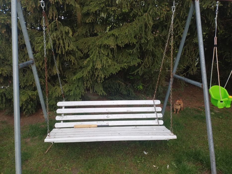 Dla rodziny i dla dzieci huśtawka bocianie gniazdo ocynk gruba rura