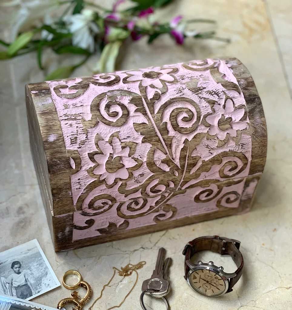 drewniana szkatułka pudełko skrzynia biżuteria prezent
