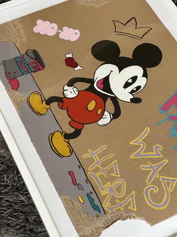 Картина в інтер‘єр “MICKEY WAS HERE”, акриловий живопис, поп-арт