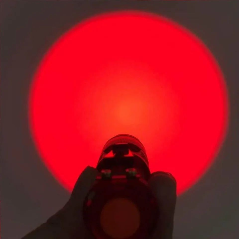 Водонепроницаемый светодиодный фонарик 3 режима красный свет