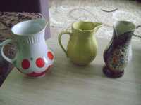 Антикварная ваза керамическая с лепниной ,кувшин Городница в горох