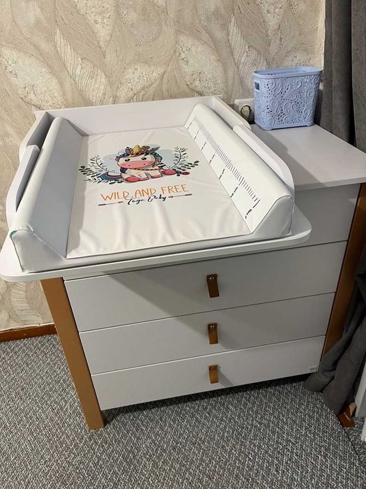 Пеленальний комод Світанок Біло-буковий на 4 шухляди