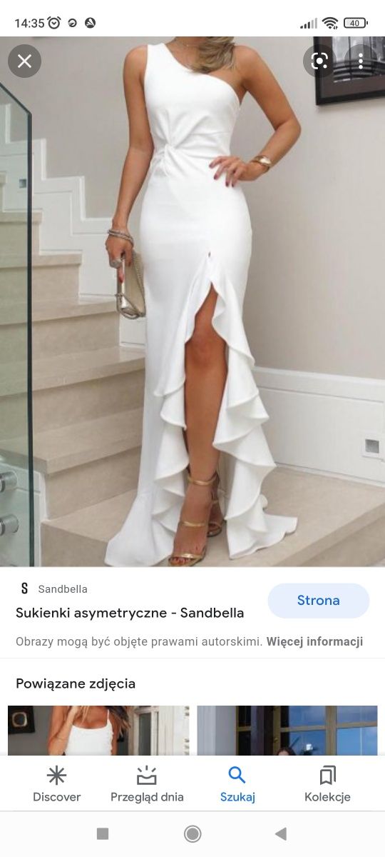 Sukienka biała asymetryczna długa