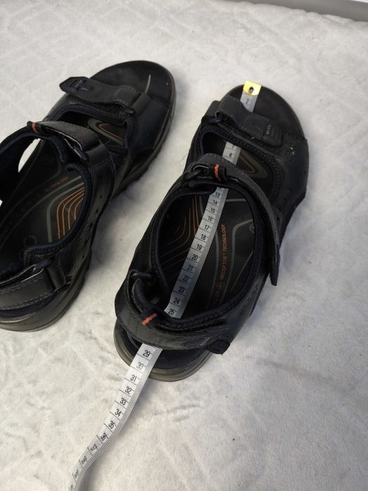 ECCO - skórzane sandały męskie czarne na rzepy bardzo wygodne r. 44