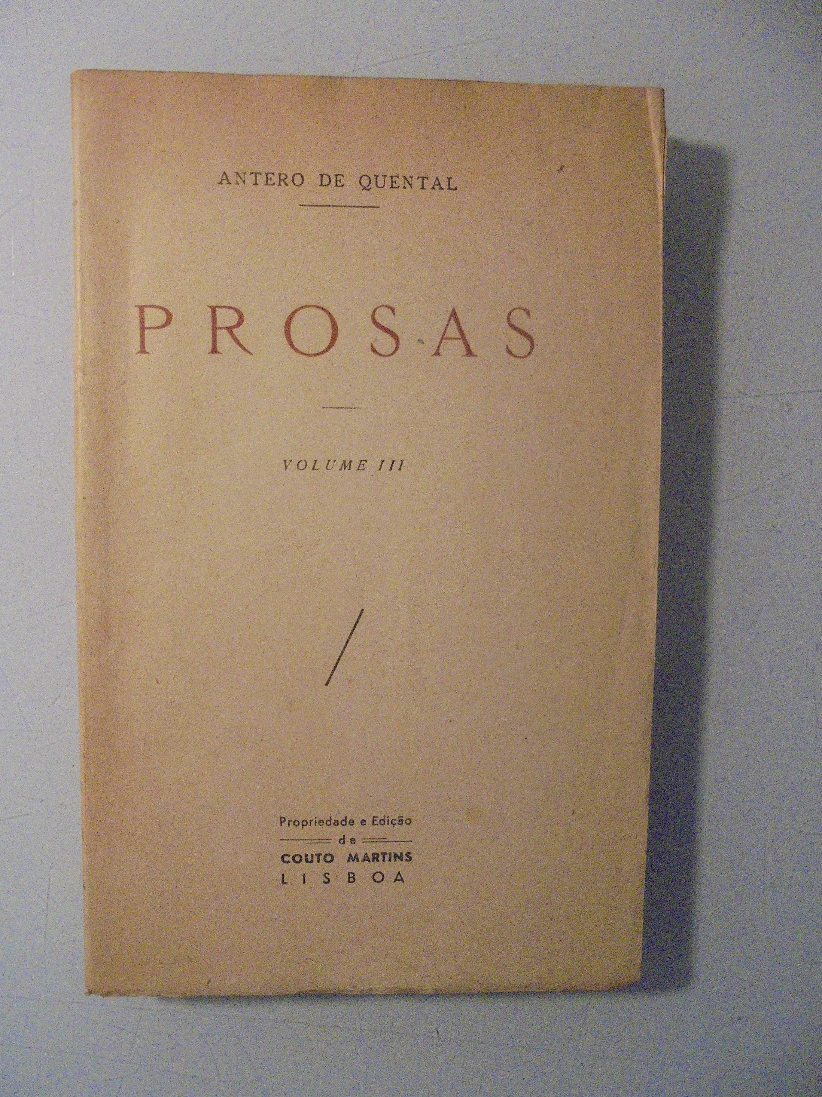 Quental (Antero de);Prosas-Volume III