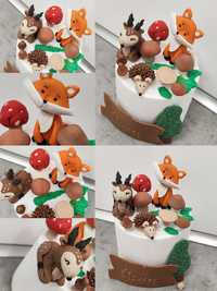Zwierzątka Leśne figurki z masy cukrowej dekoracja na tort