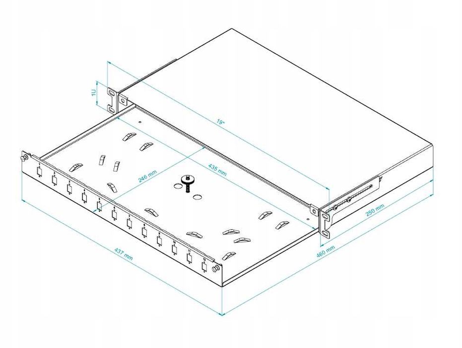 Przełącznica Światłowodowa Szuflada RACK 19" 1U 12xSC Simplex Szara