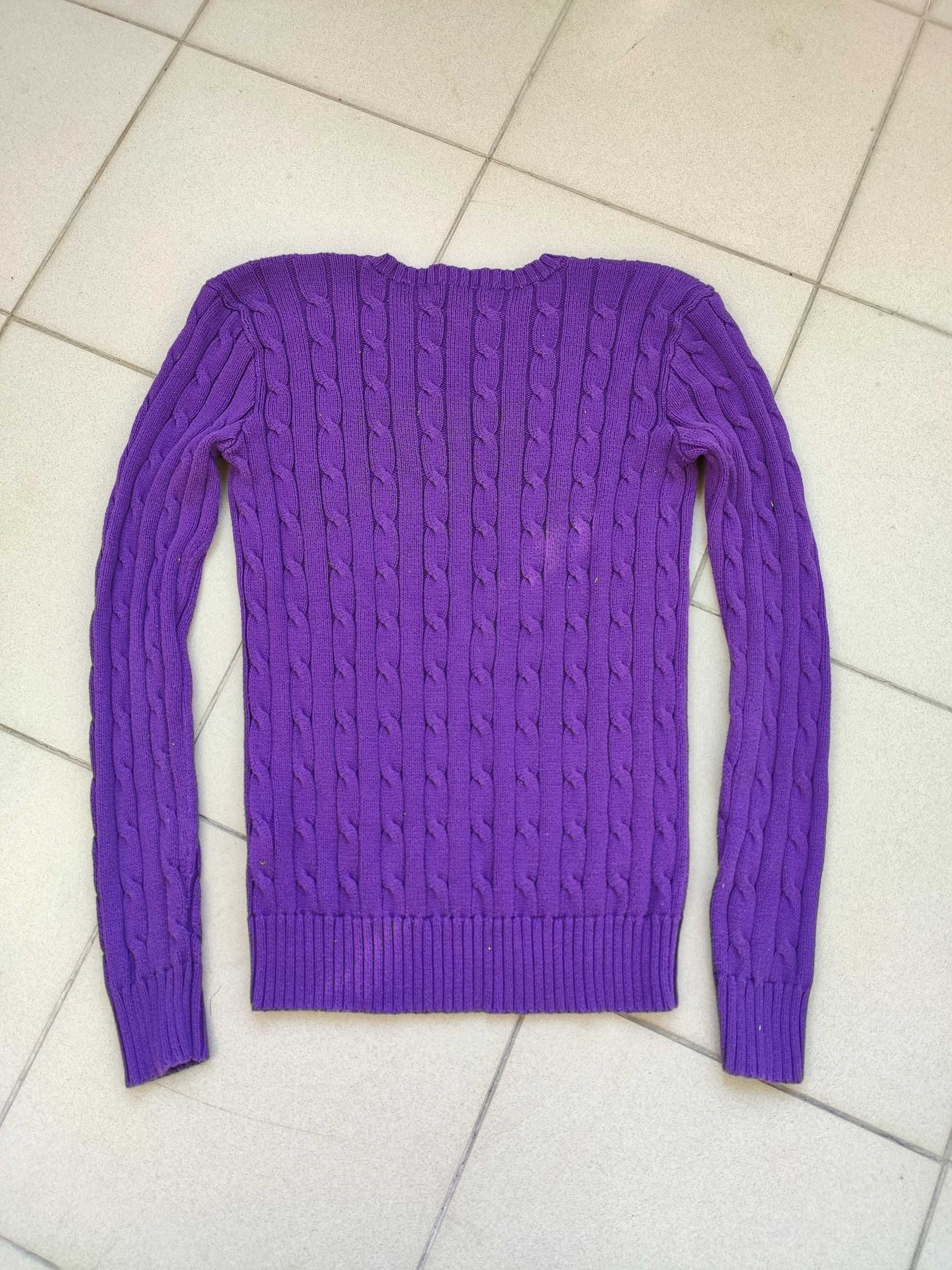 Ralph Lauren sweter damski warkocz fioletowy r. M