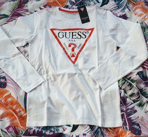 Nowa koszulka Guess 12 biała z długim rękawem 146 152 bluzka