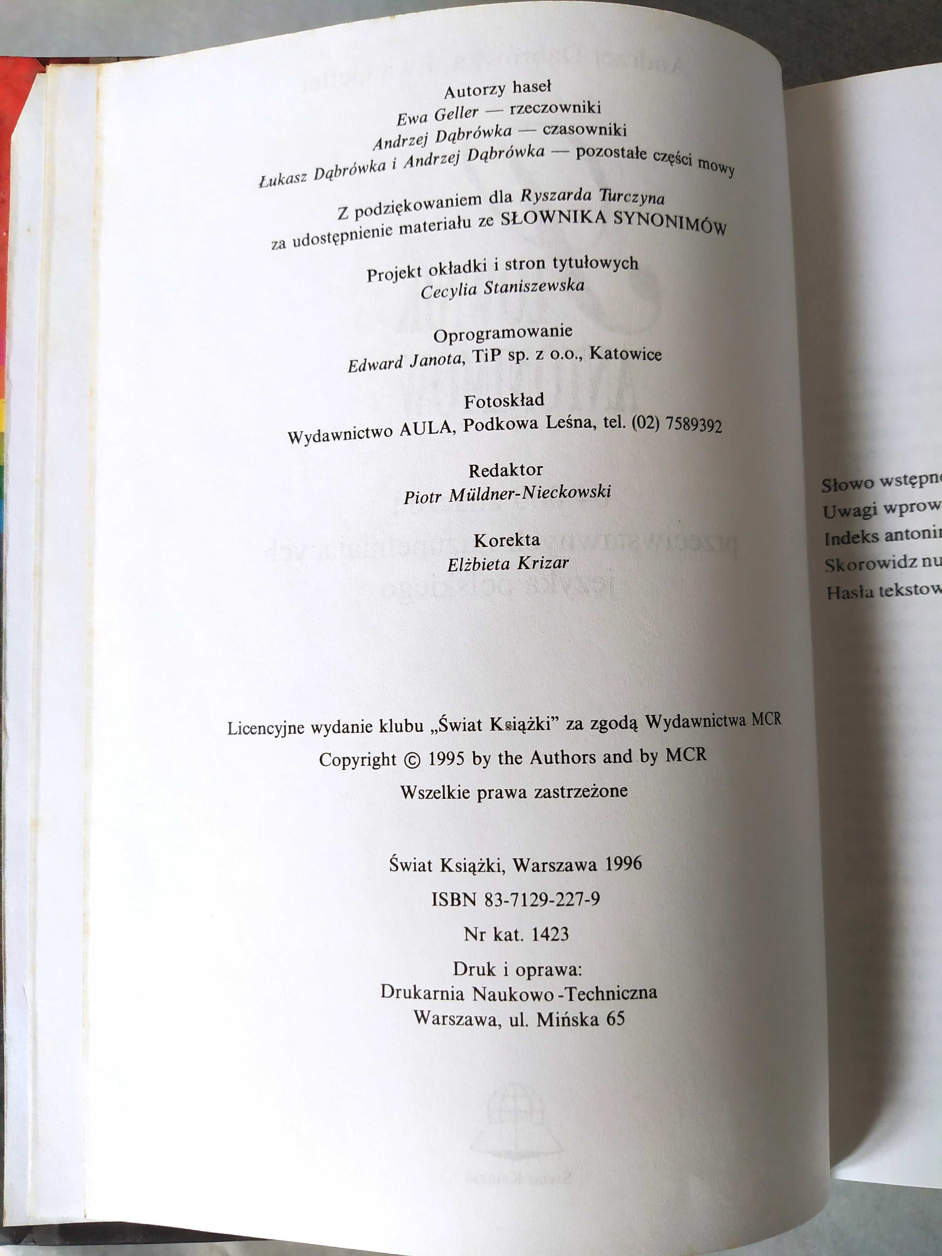 Książka "Słownik antonimów" Świat Książki, Dąbrówka, Geller, 1995