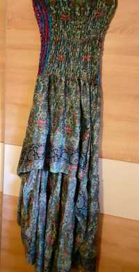 Sukienka Boho Etno niebieska z rózem oraz etno dluga suknia