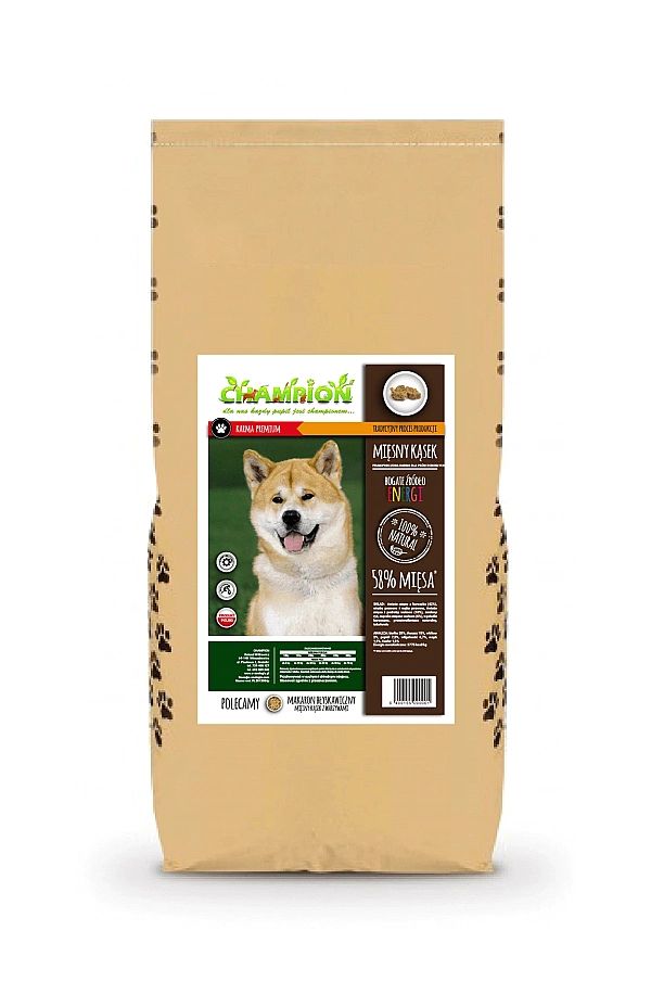 4kg Sucha karma dla psa MIĘSNE KĄSKI 58% mięsa