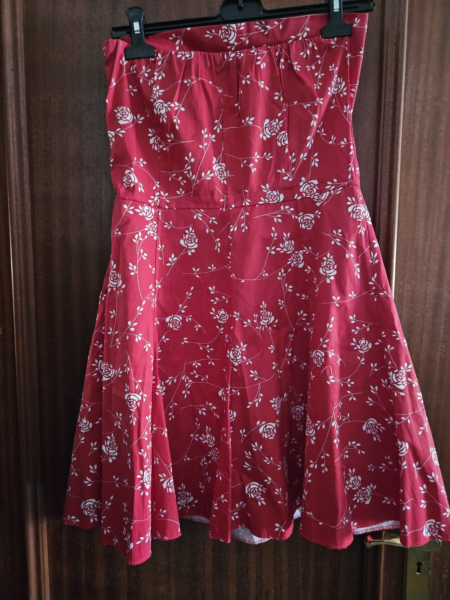 Vestido M vermelho padrão floral