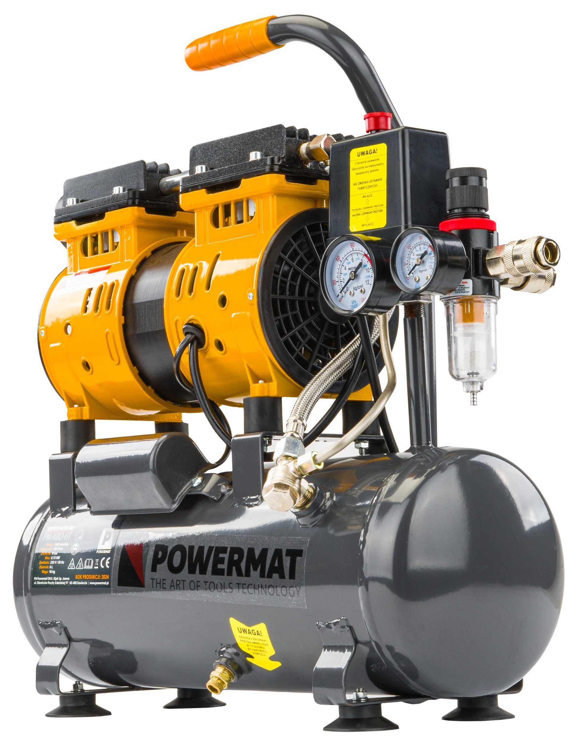Kompresor bezolejowy 6L SPRĘŻARKA 8BAR 150l/min 230V separator CICHY
