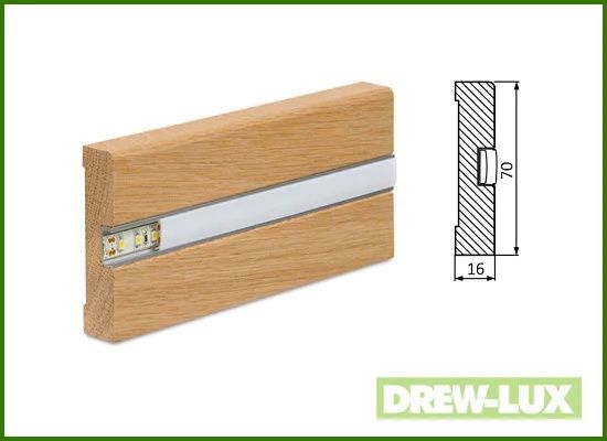 2,5metra Listwa dąb naturalny olejowane z miejscem na LED