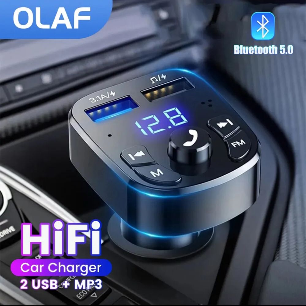 Автомобильный FM-модулятор. Bluetooth 5,0 с двумя USB-портами. MP3