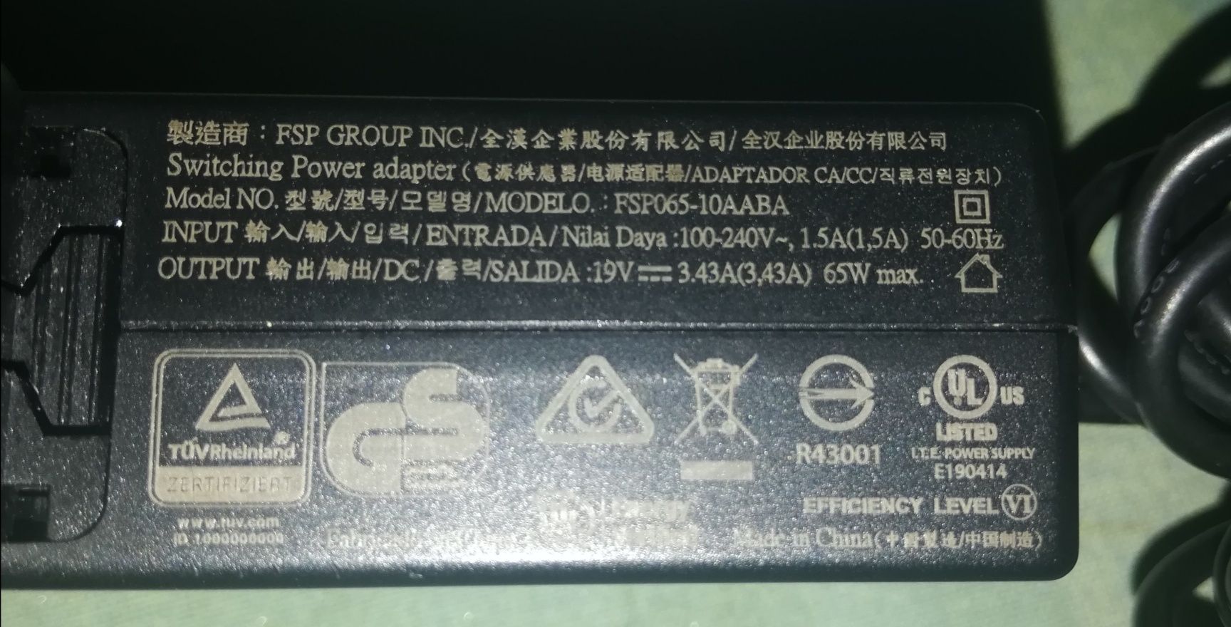 Carregador Original FSP065-10AABA 65W – Intel NUC / 19V