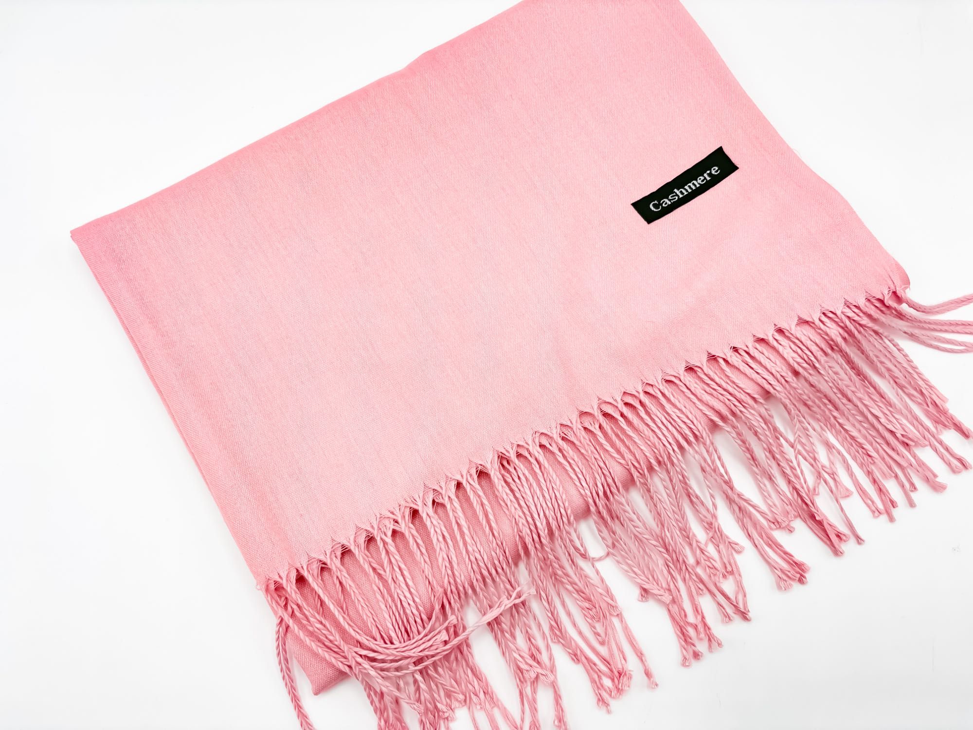 Piękny duży różowy szal chusta Cashmere