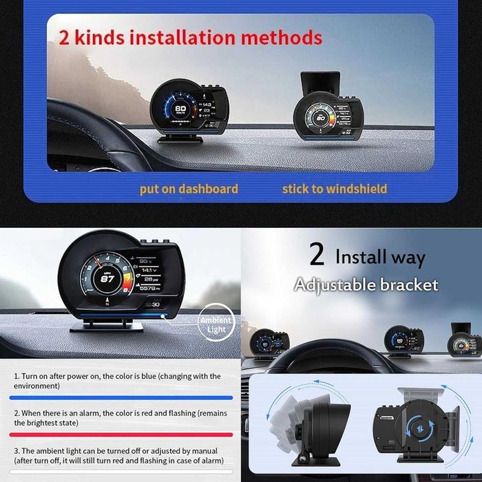 Display OBD2 Indicador GPS de sistema duplo