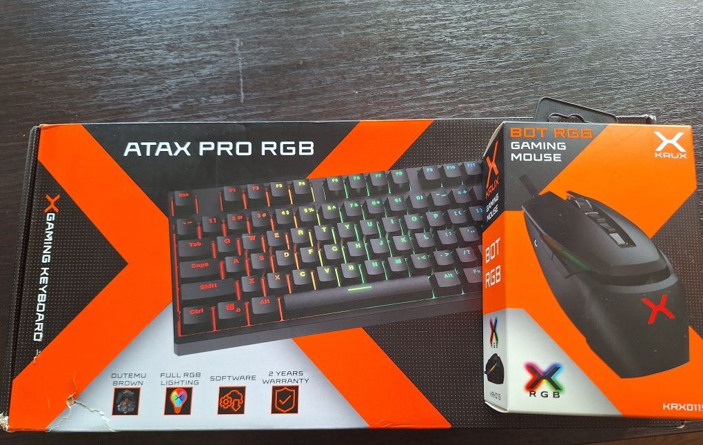 Zestaw klawiatura krux atax pro rgb i myszka krux bot rgb