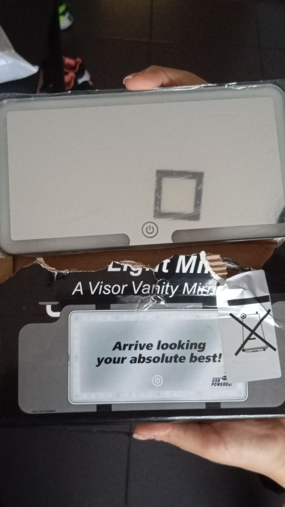 Espelho de viseira com led usb