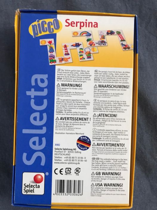 SELECTA SPIEL Jogo Picco Serpina estilo dominó - NOVO 3+