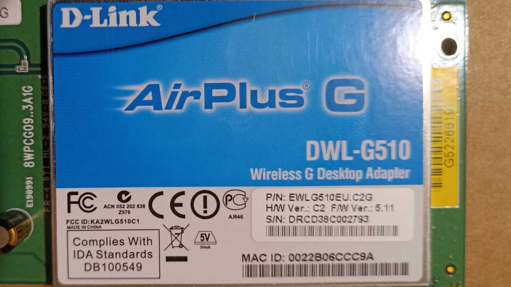 D-Link Air Plus G+ PCI Adapter