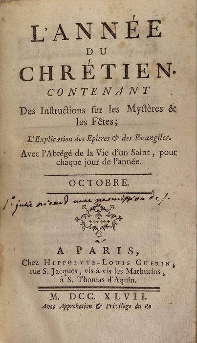 Антикварний дванадцятітомник 1747 L’Année du Chrétien