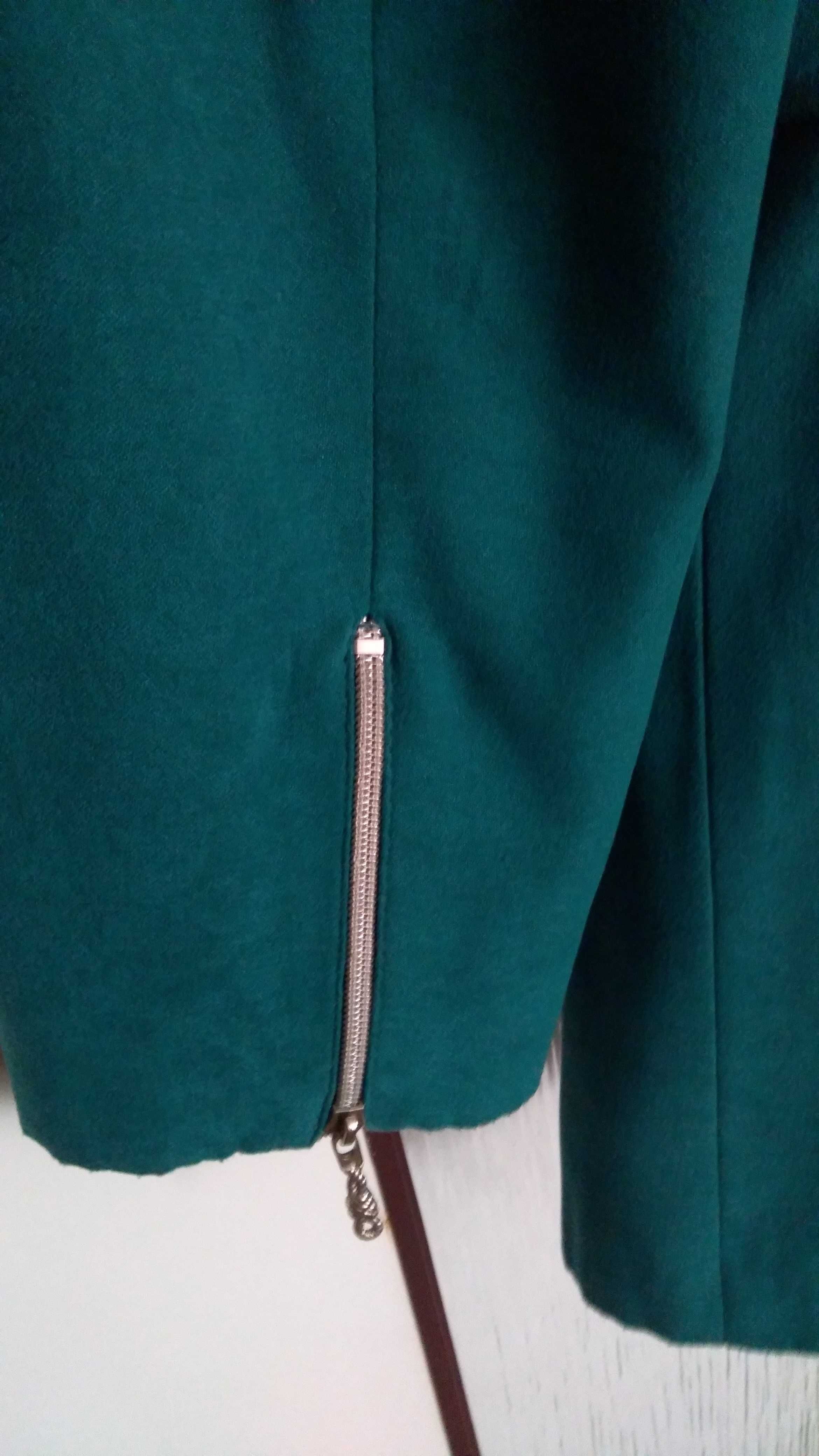 Elegancka dłuższa kurtka, płaszczyk zielony damski rozmiar M/L wiosna