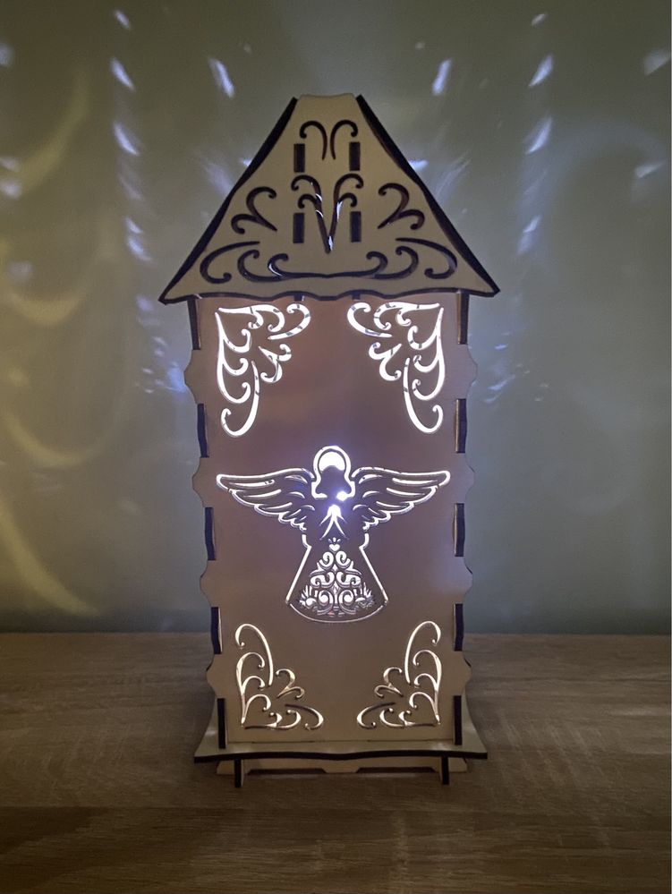Lampion LED na grób, drewniany znicz z personalizacją! DUŻY