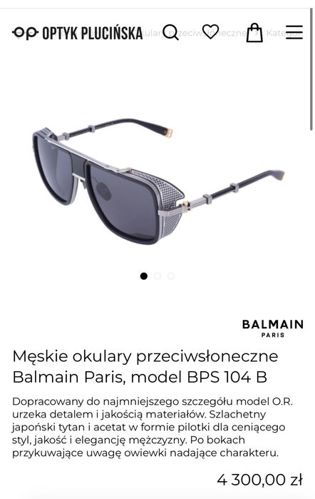 Okulary przeciwsłoneczne Balmain męskie, orginalne,  BPS 104 B