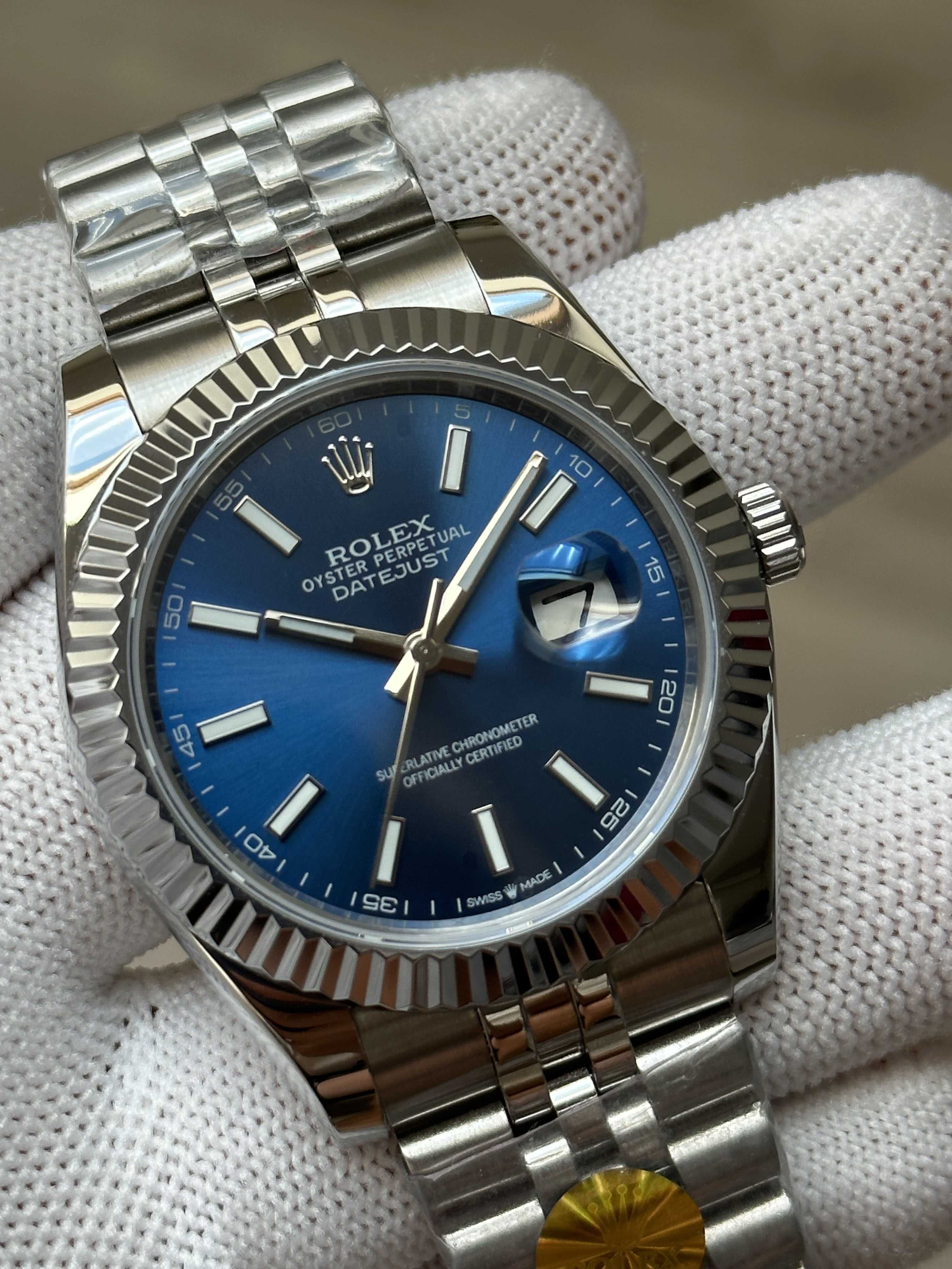 Швейцарские часы Rolex Datejust Silver-Blue. Топ качество