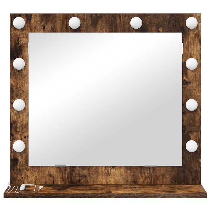 Lustro toaletowe LED kolor przyciemnianego dębu 60x55x18 cm