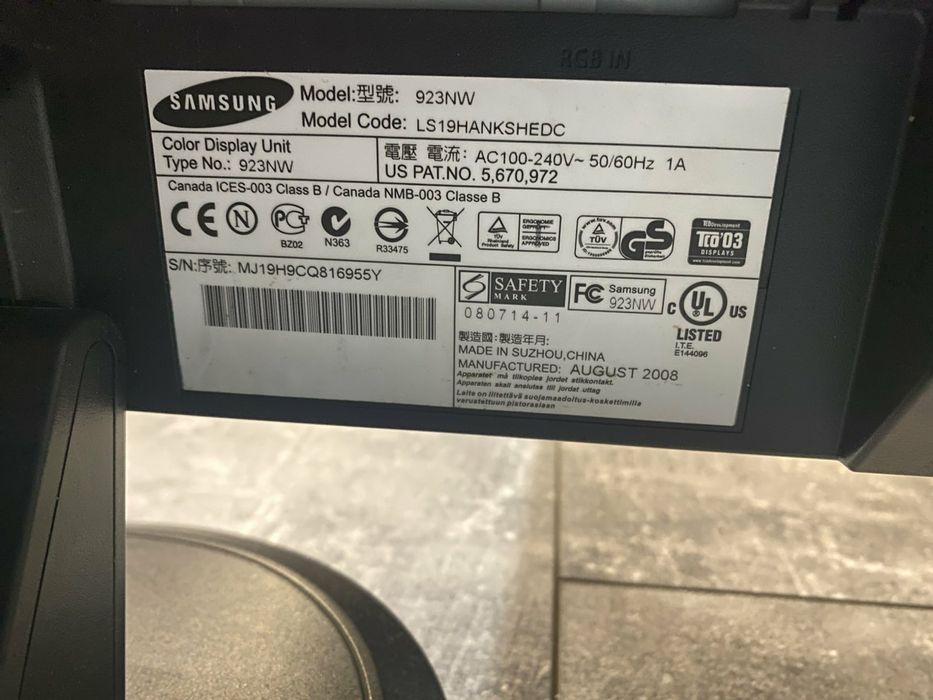 Манитор Samsung Sunc Master 923nw