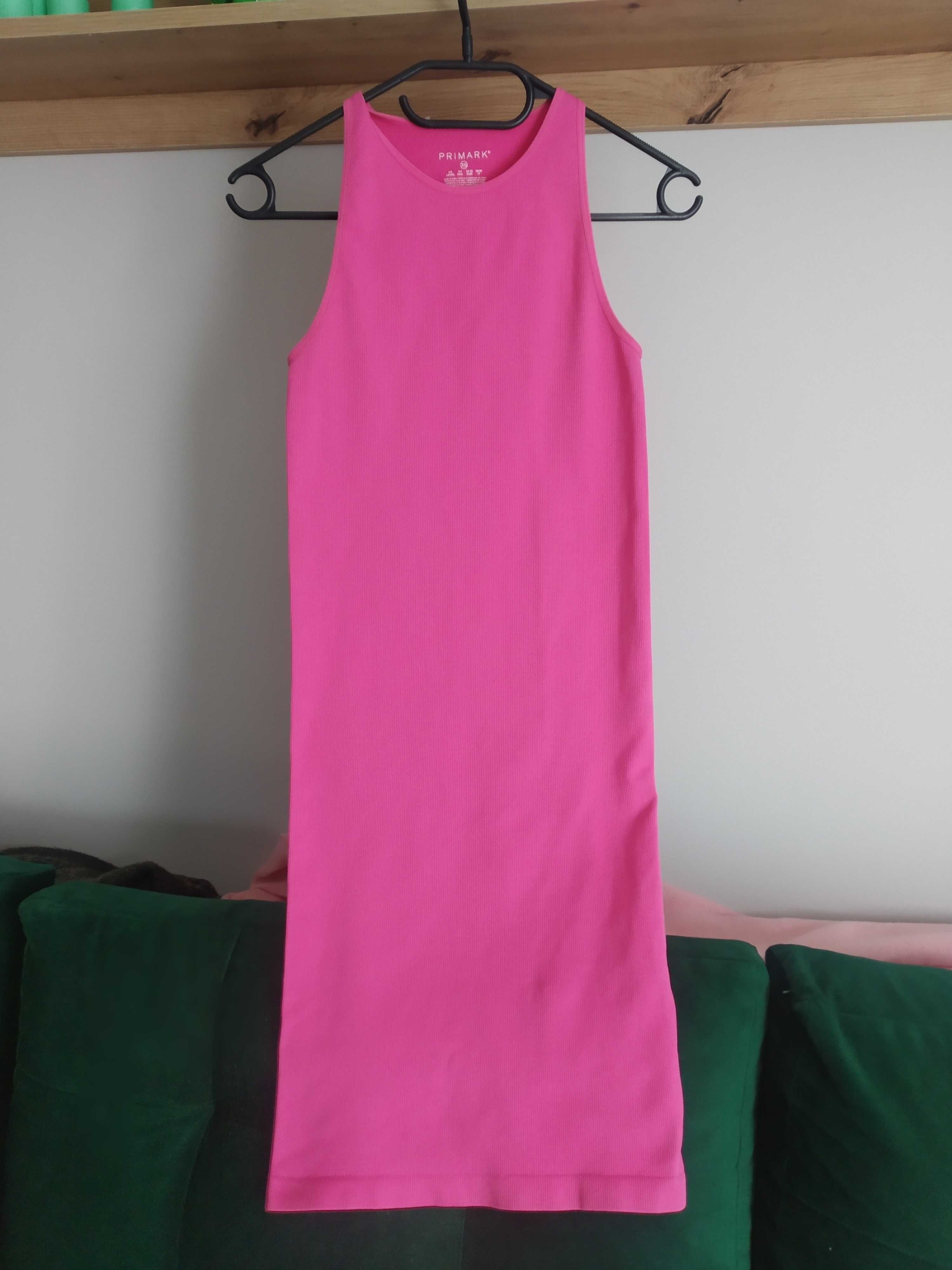 Primark, różowa, prążkowana sukienka basic xs