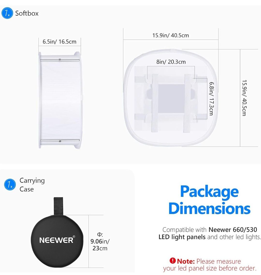 Difusor/Softbox neewer 660 LED 40cm SELADO