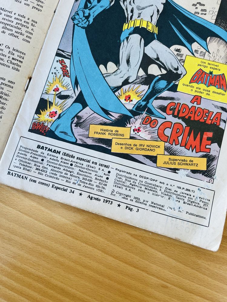 Batman Edição Especial Em Cores Nº34 Ago 1973 Ebal
