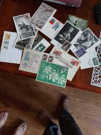 Pocztówki z lat 1950/60 ze znaczkami.