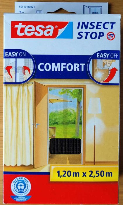 Moskitiera Tesa Comfort na drzwi 1,2 x 2,5 czarna