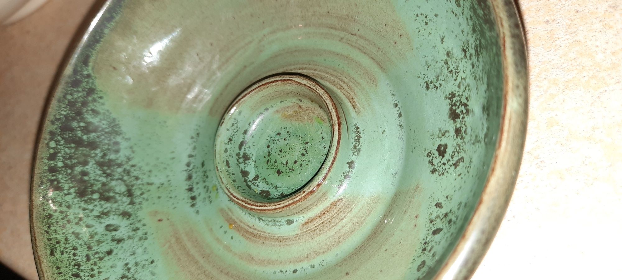 Ceramiczny świecznik miseczka hand made vintage