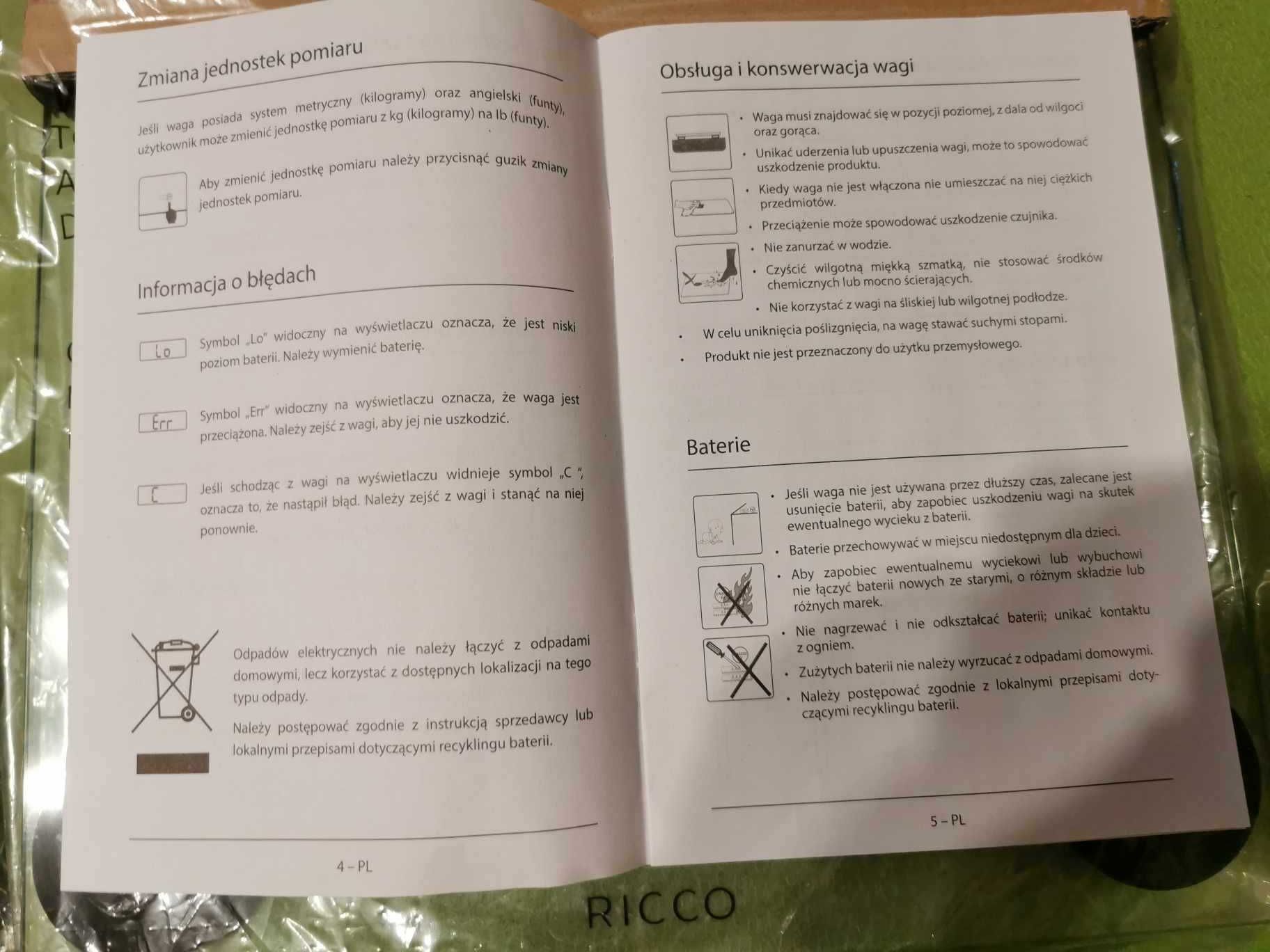 Elektroniczna waga łazienkowa RICCO BG 530