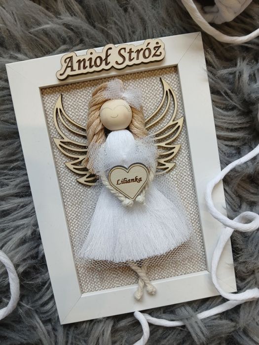 Aniołek na chrzest anioł stróż na komunię dodatek do prezentu