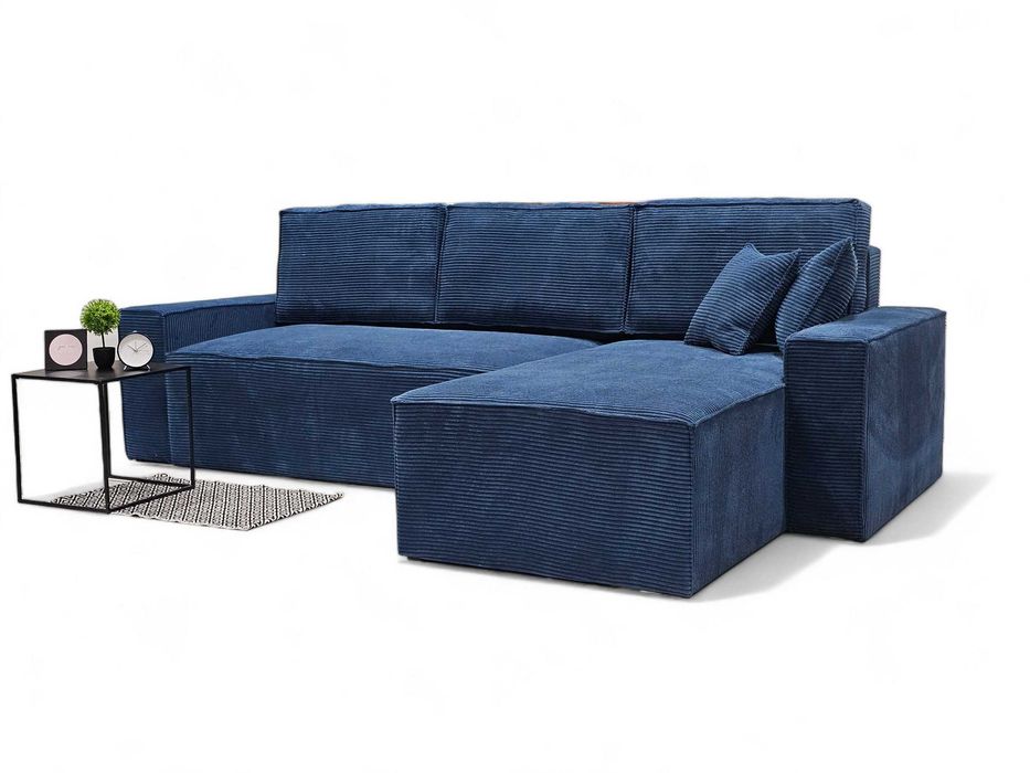 Narożnik z funkcją spania i pojemnikiem na pościel. Sprężyny. Sztruks