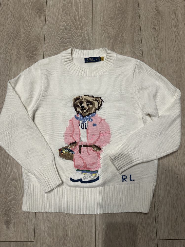 Śmietankowy sweter z Misiem Ralph Lauren