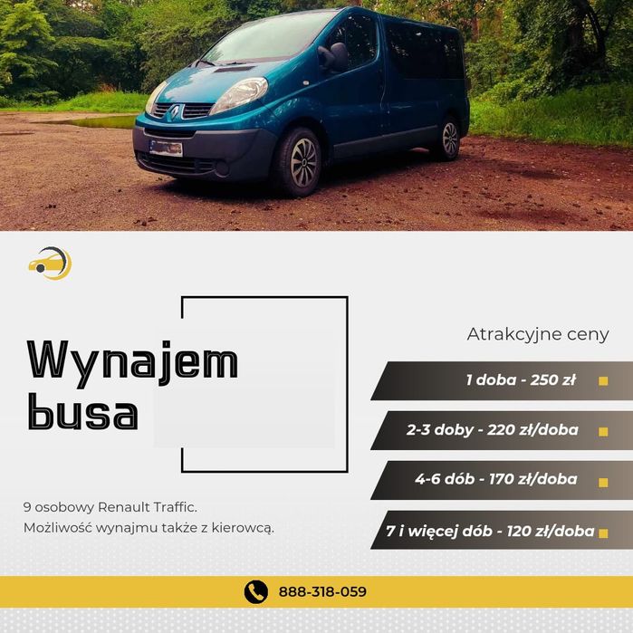 Wynajem Busa - Transport Osób 9 osobowy