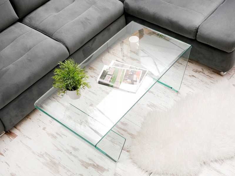 BRW - ponadczasowa ŁAWA ZE SZKŁA GIĘTEGO do salonu ZUMA